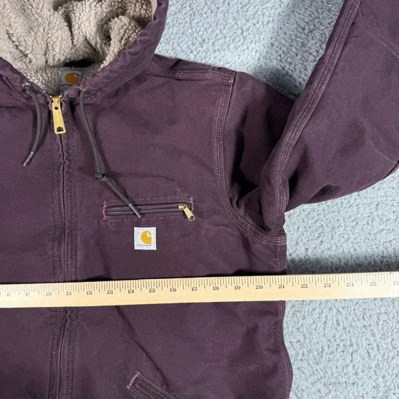 Carhartt For Women Medium Sherpa Fleece Lined Hooded Jacket Purple WJ141DWN - Picture 8 of 10